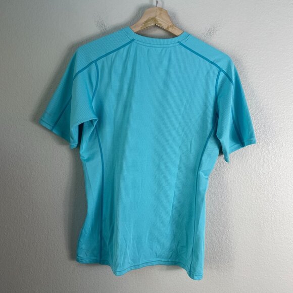 Coolibar Mens Small UPF 50+ Aqua Blue Short Sleeve V Neck T Shirt Top - Picture 8 of 9
